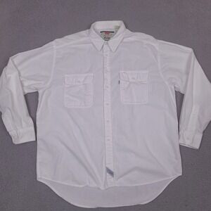 Vintage‎ Levi's Shirt Mens XL White Solid Button Up Cowboy Western